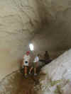 Christie and Patty negotiate a chalky tunnel