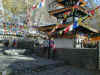 Prayer flags fluttering in the afternoon light