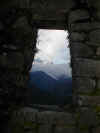 Mt. Vernoica framed thru a window at Winay Wayna