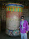 Hiran spins the extra large prayer wheel - the REAL wheel of fortune